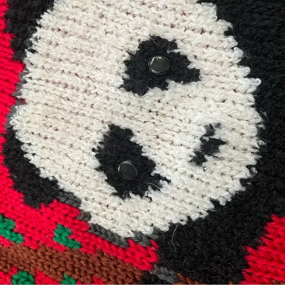 Vintage Evian II hand knit panda bear bamboo outdoor nature lover sweater small - Picture 5 of 10